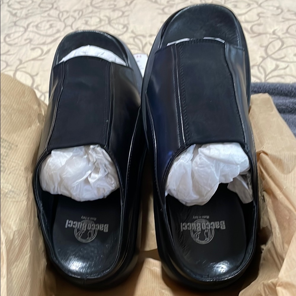 Bacco Bucci Men's Black Leather Slip-On Shoes